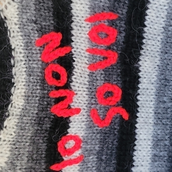 WOOL oversized striped Italian Handknit sweater dress tunic Long sleeves funnel - Picture 5 of 17